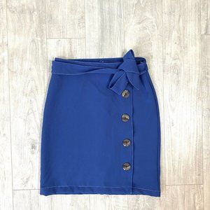 Classic Blue Button-Accent Women's Skirt